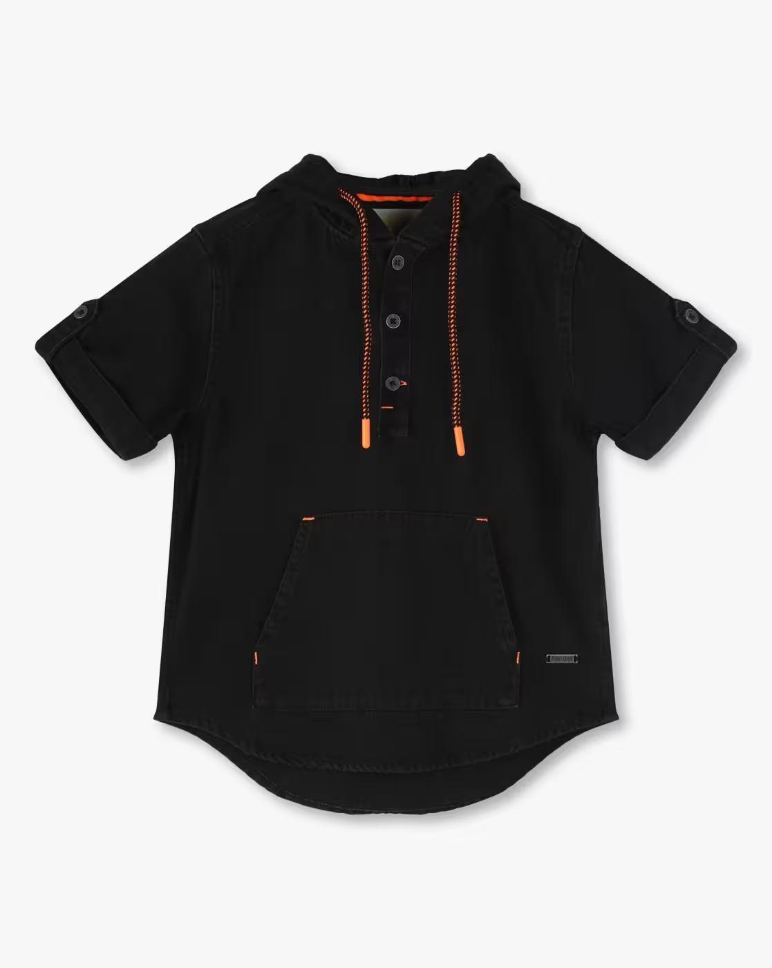 HOODED KANGARO POCKET, BLACK
