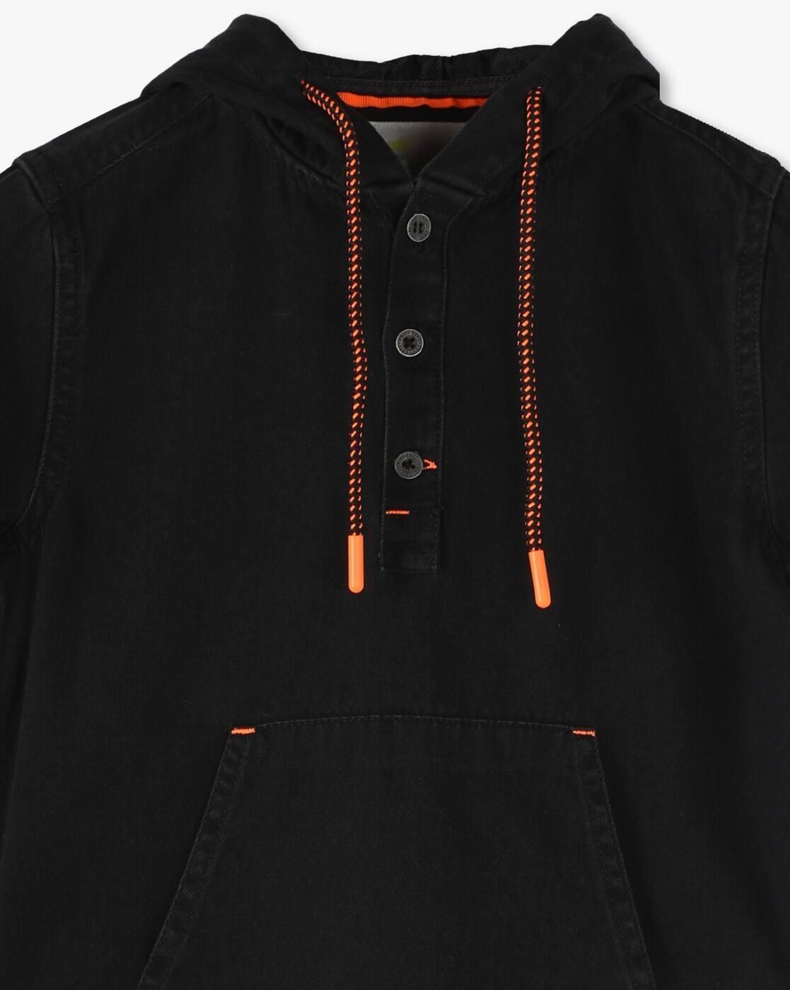 HOODED KANGARO POCKET, BLACK