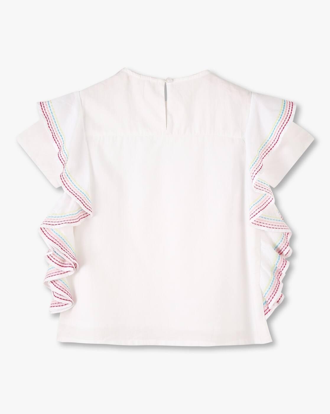 S\S FLOUNCE TOP, WHITE, 15-16Y