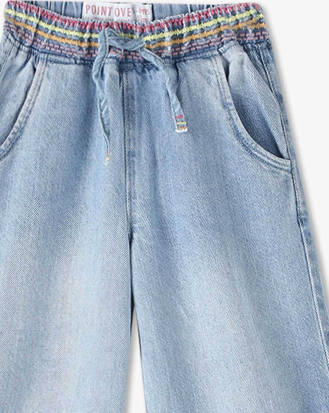 PULL ON WIDE LEG JEANS, BLUE, 15-16Y