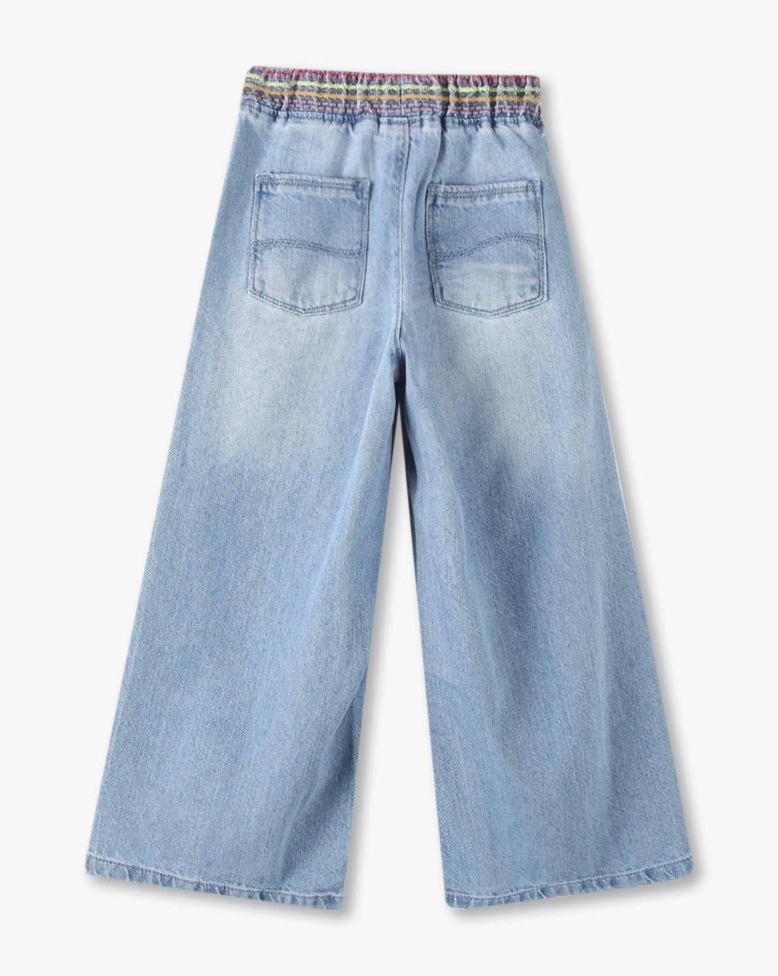 PULL ON WIDE LEG JEANS, BLUE, 15-16Y