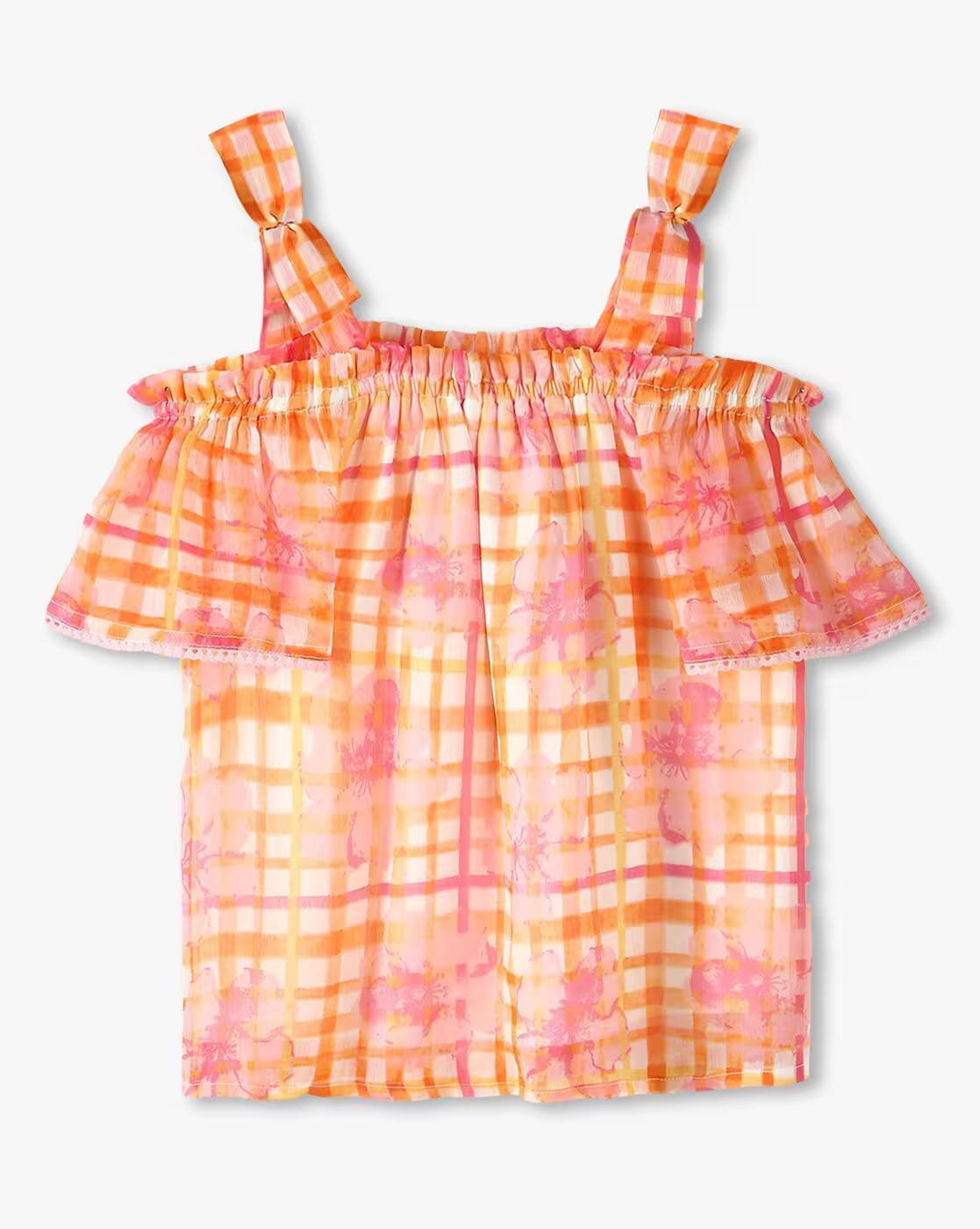 OFF THE SHOULDER BOW TOP, ORANGE, 15-16Y