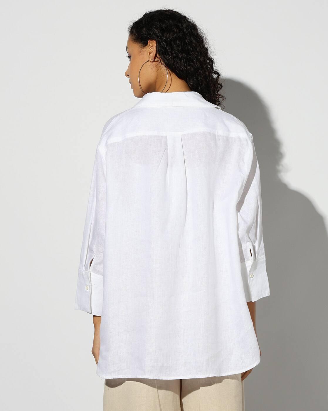 oversized linen shirt, OFF WHITE