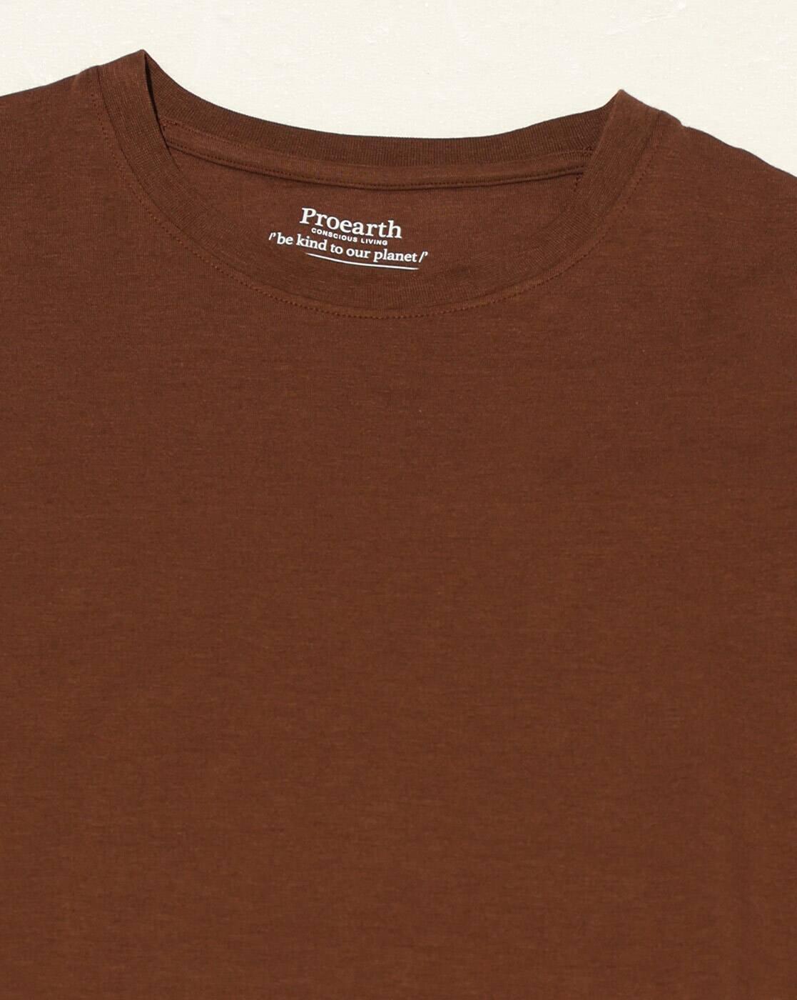 BAMBOO HIGH NECK TEE, BROWN, S