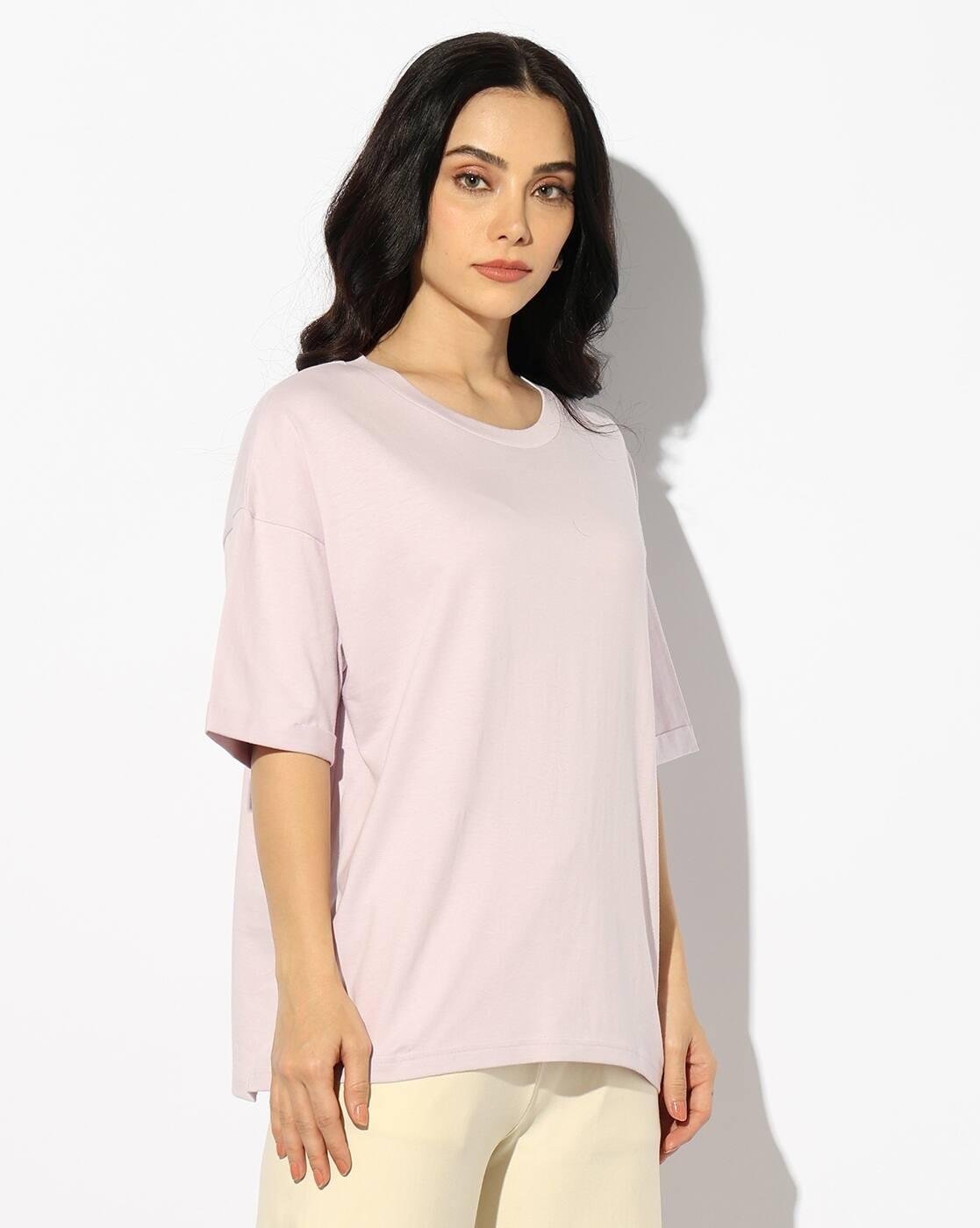 ROLLED UP SLEEVE TEE, LILAC, M