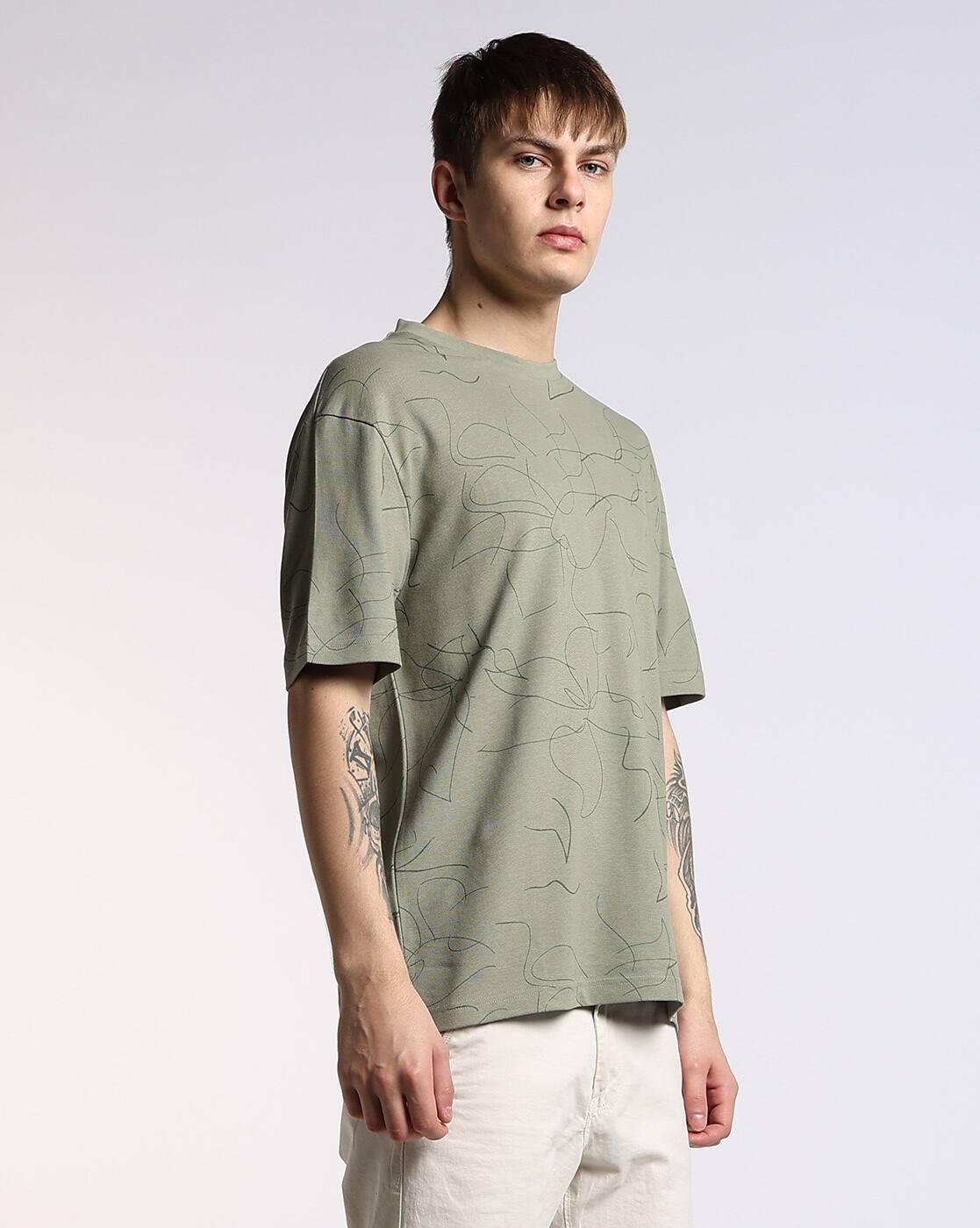 OVERSIZED PRINTED TEE, LT. GREEN, XXL