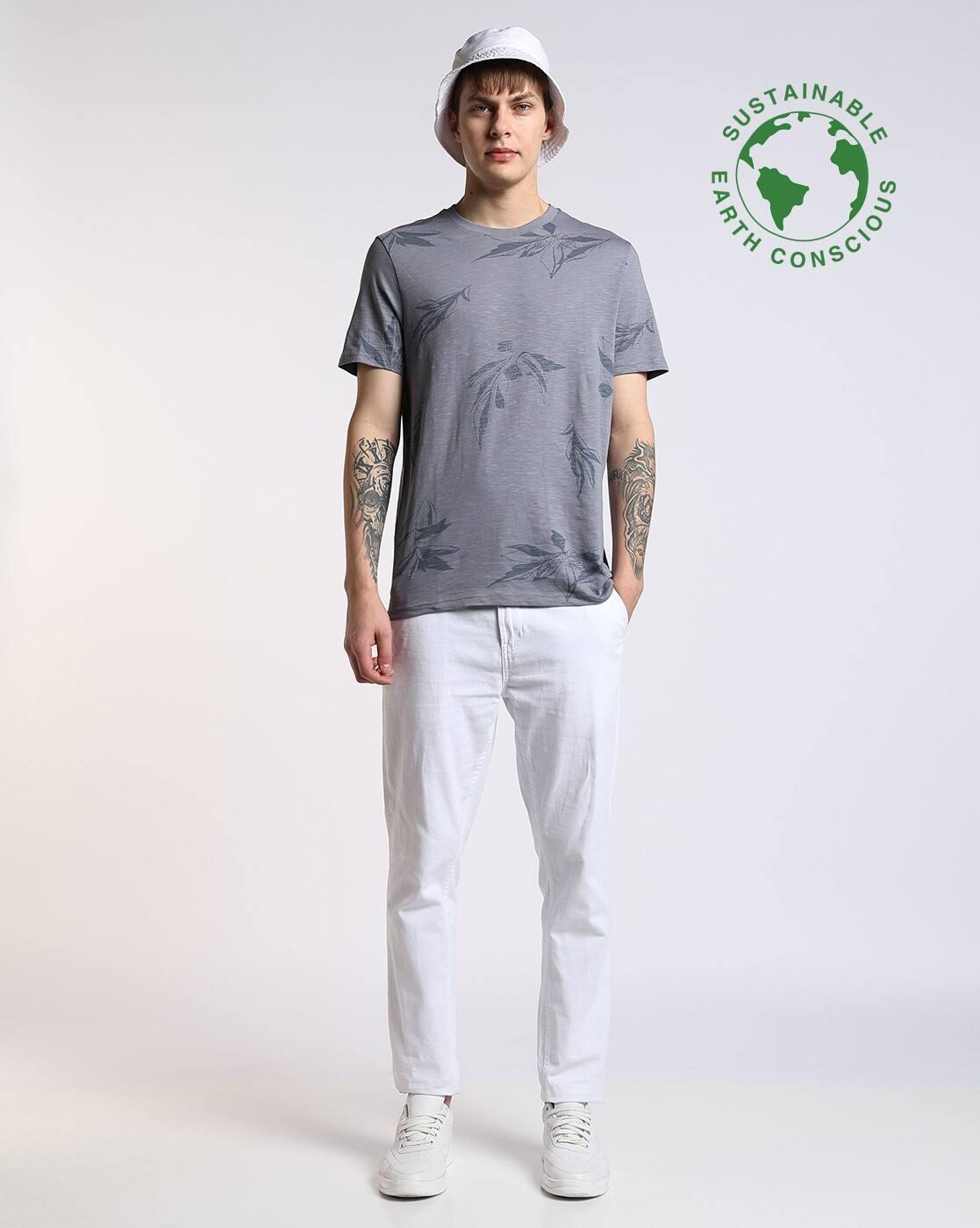 SLUB JERSEY AOP TEE, MEDIUM BLUE, L