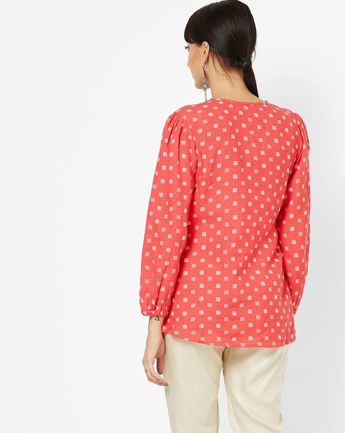Printed A-line Tunic with Embroidered Yoke