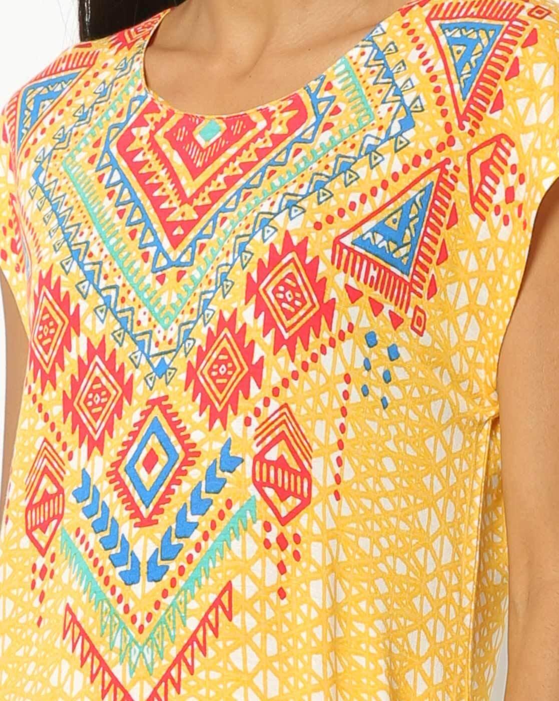 Geometric Print Round-Neck Tunic