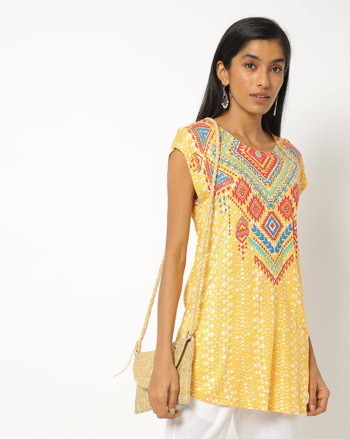 Geometric Print Round-Neck Tunic