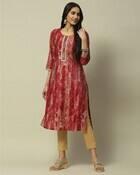 RANGRITI KURTAS FSTVE ESNTLS, MAROON, 36