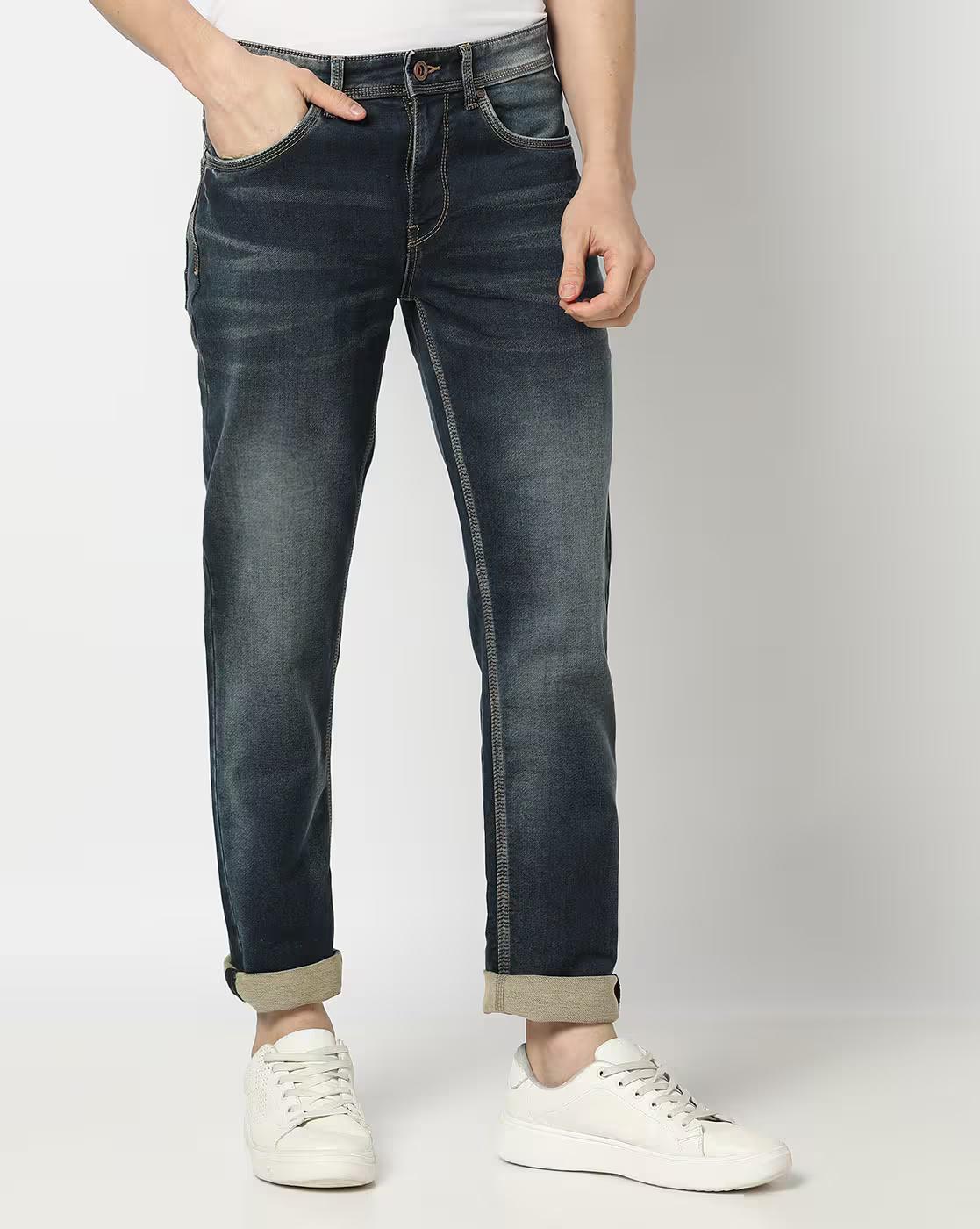 WASHED DENIM, Dark BLUE, 38