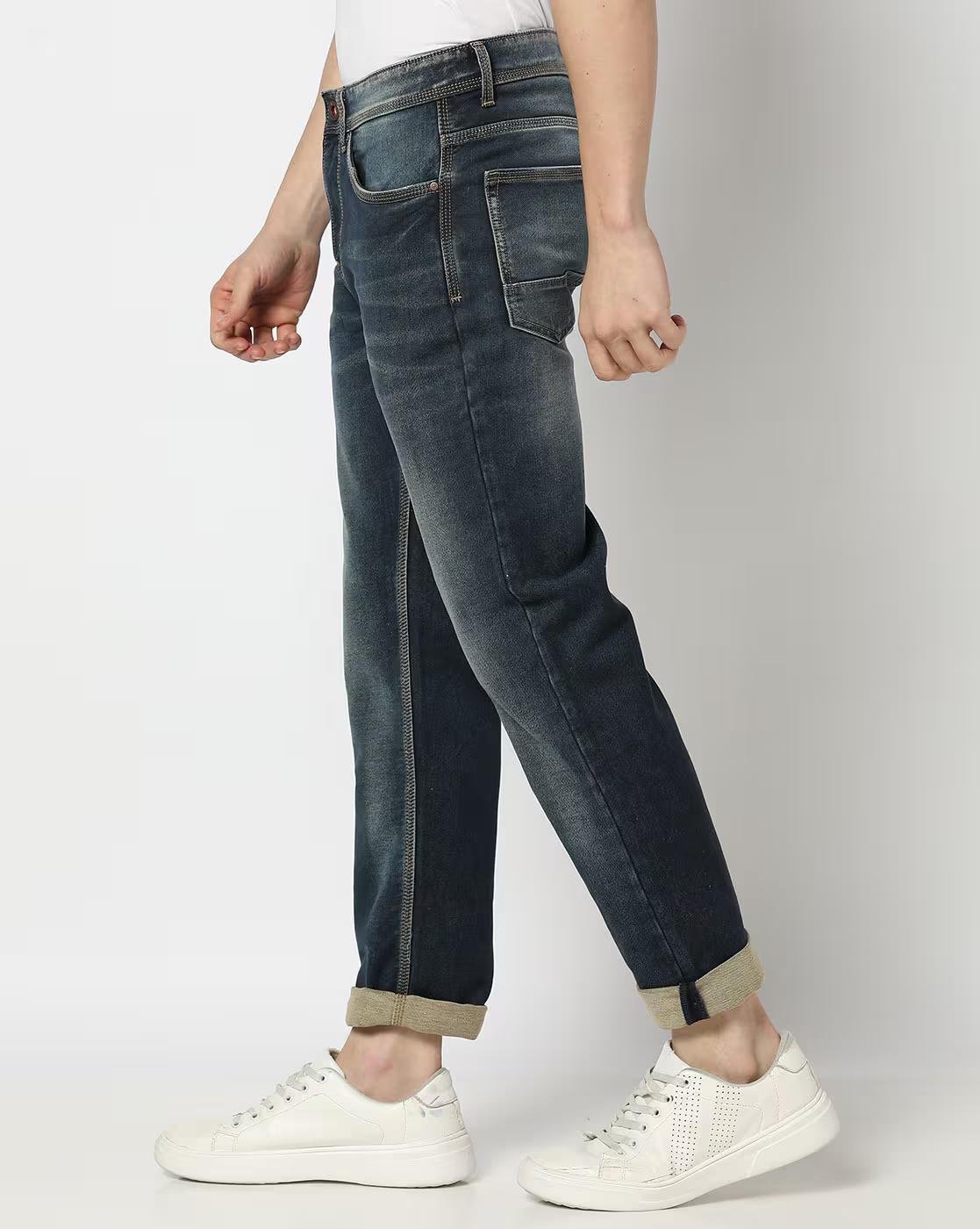 WASHED DENIM, Dark BLUE, 38