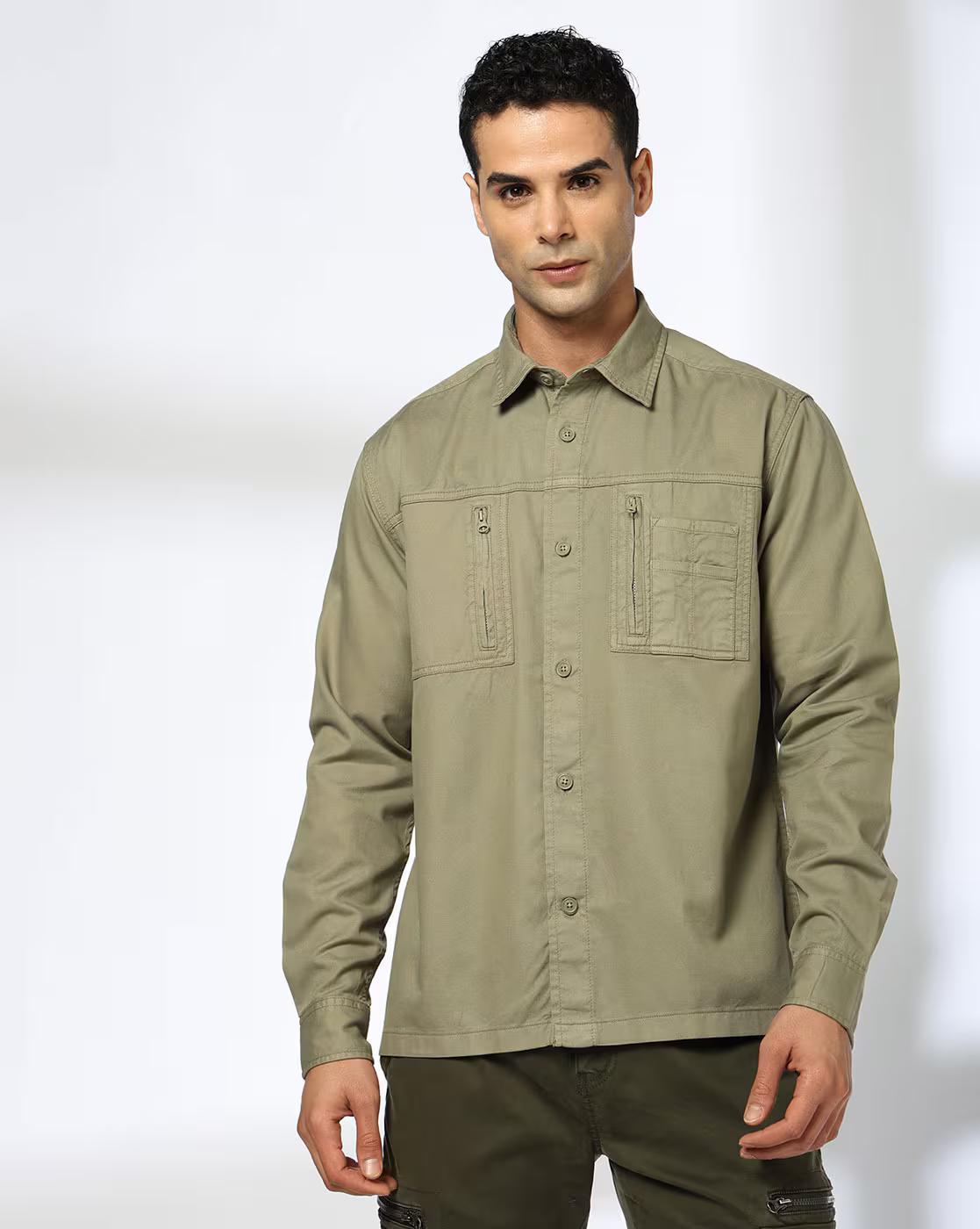 Double pocket OD shirt, PISTA GREEN, XXL