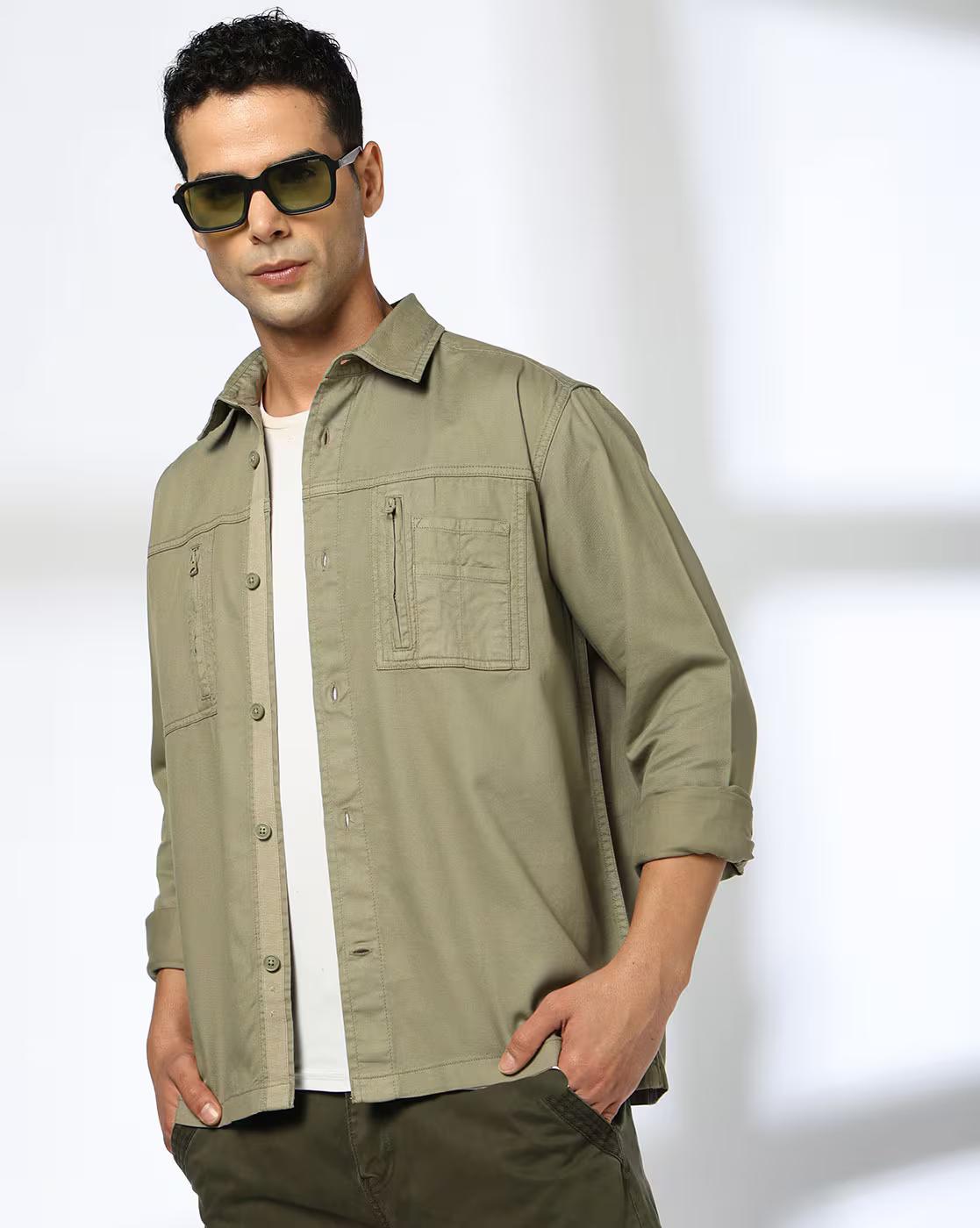 Double pocket OD shirt, PISTA GREEN, XXL