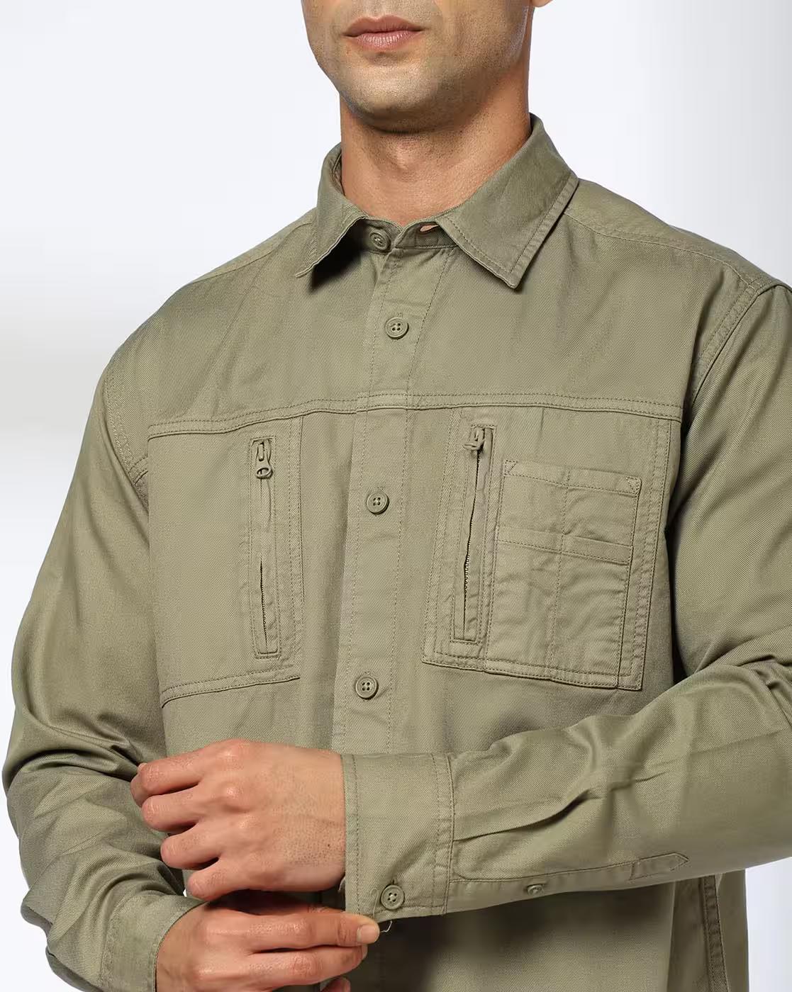 Double pocket OD shirt, PISTA GREEN, XXL