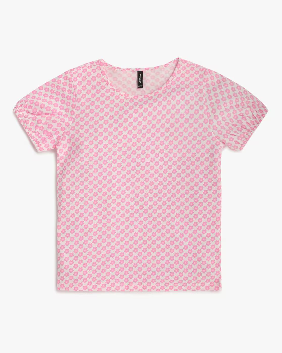 FOIL PRINTED TIERED DUNGRE, PINK, 11-12Y