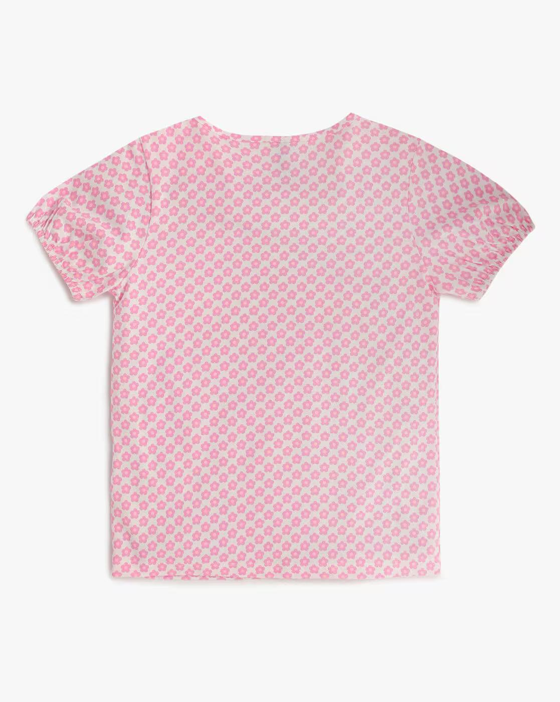 FOIL PRINTED TIERED DUNGRE, PINK, 11-12Y