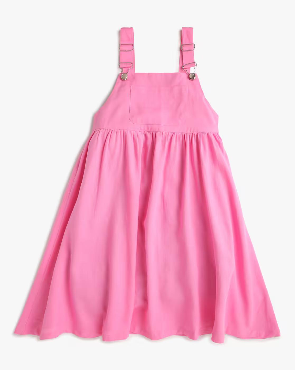FOIL PRINTED TIERED DUNGRE, PINK, 11-12Y