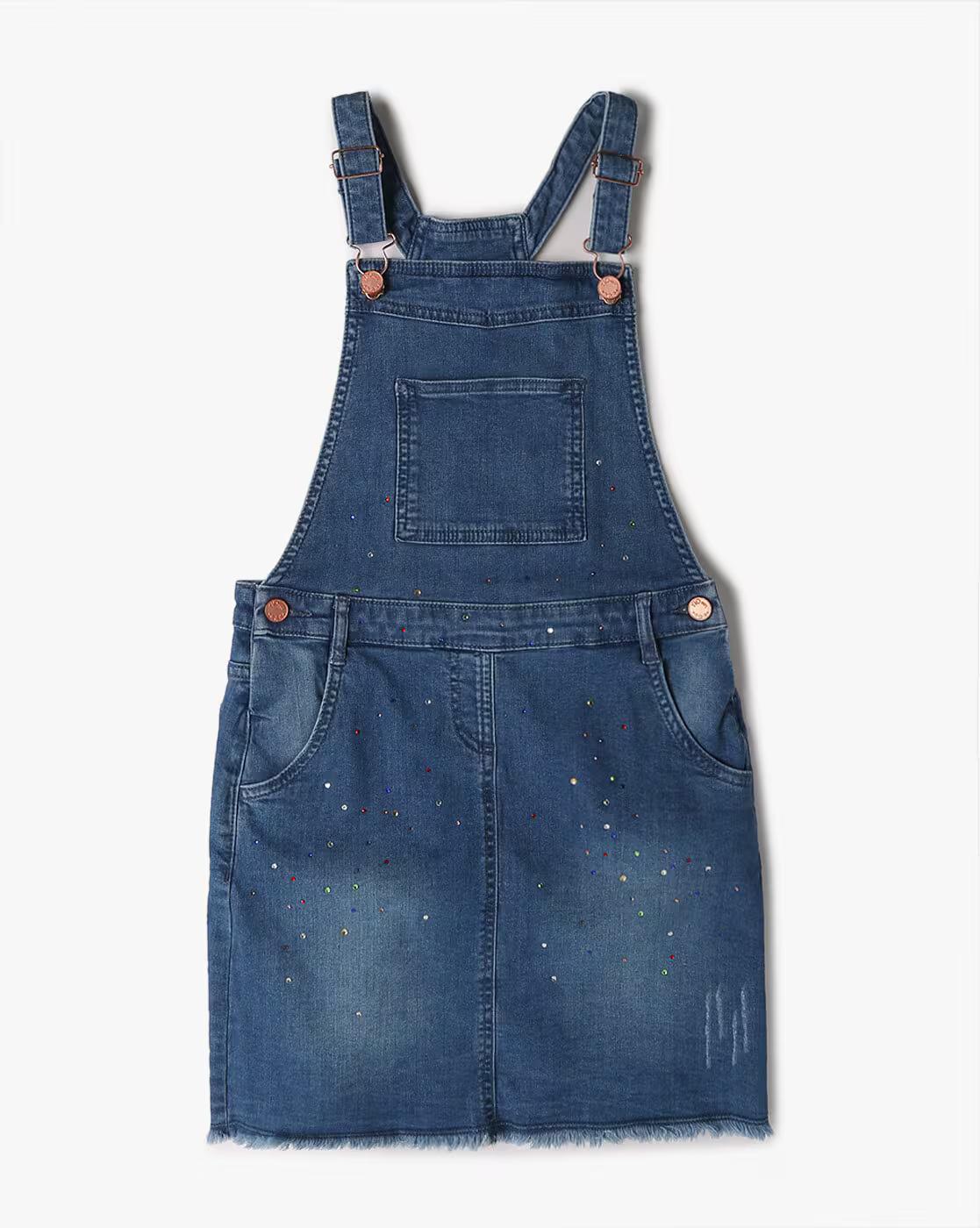 Girls Dungaree Dress with T-Shirt