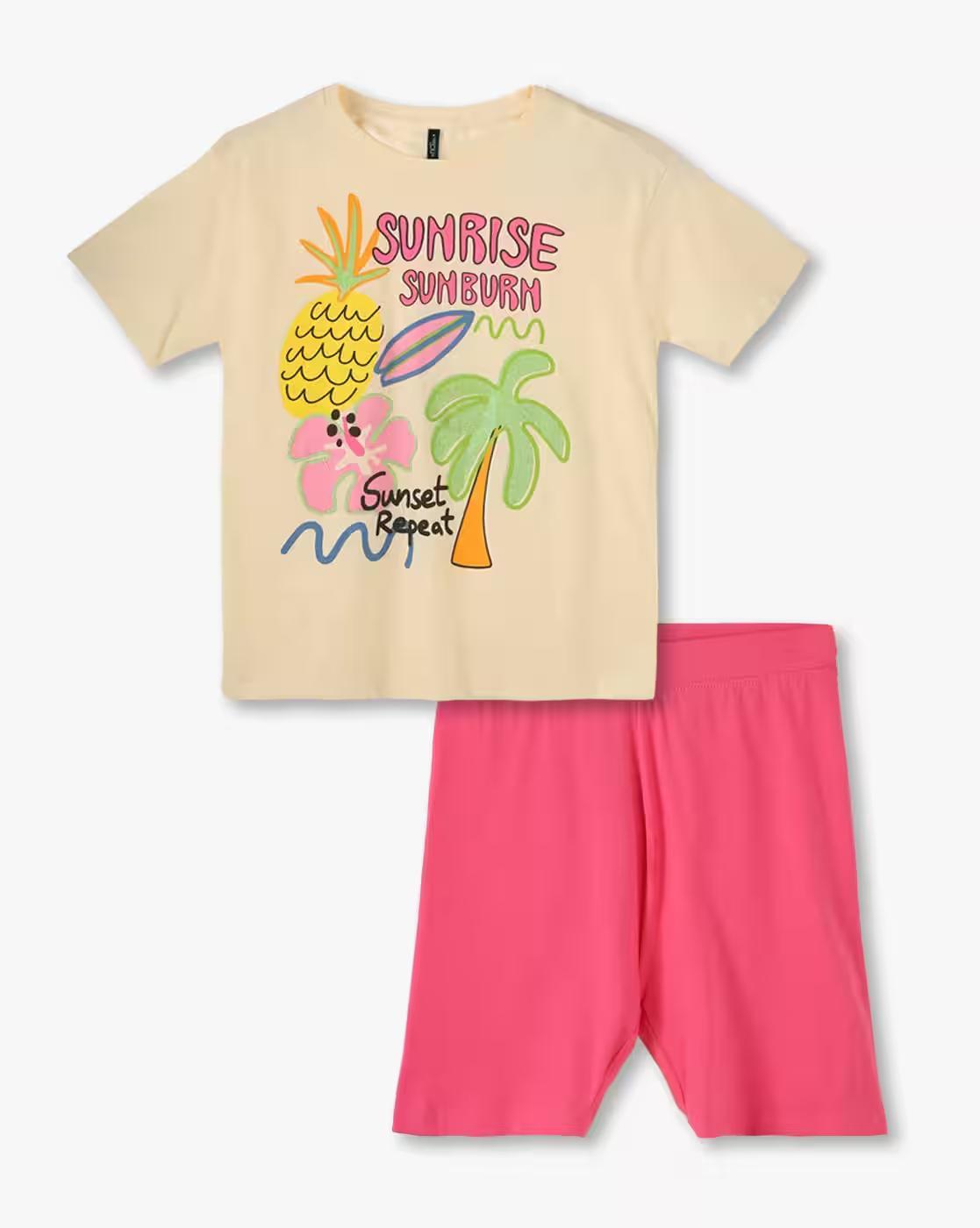 Long Tshirt w Cycling, OFF WHITE, 13-14Y