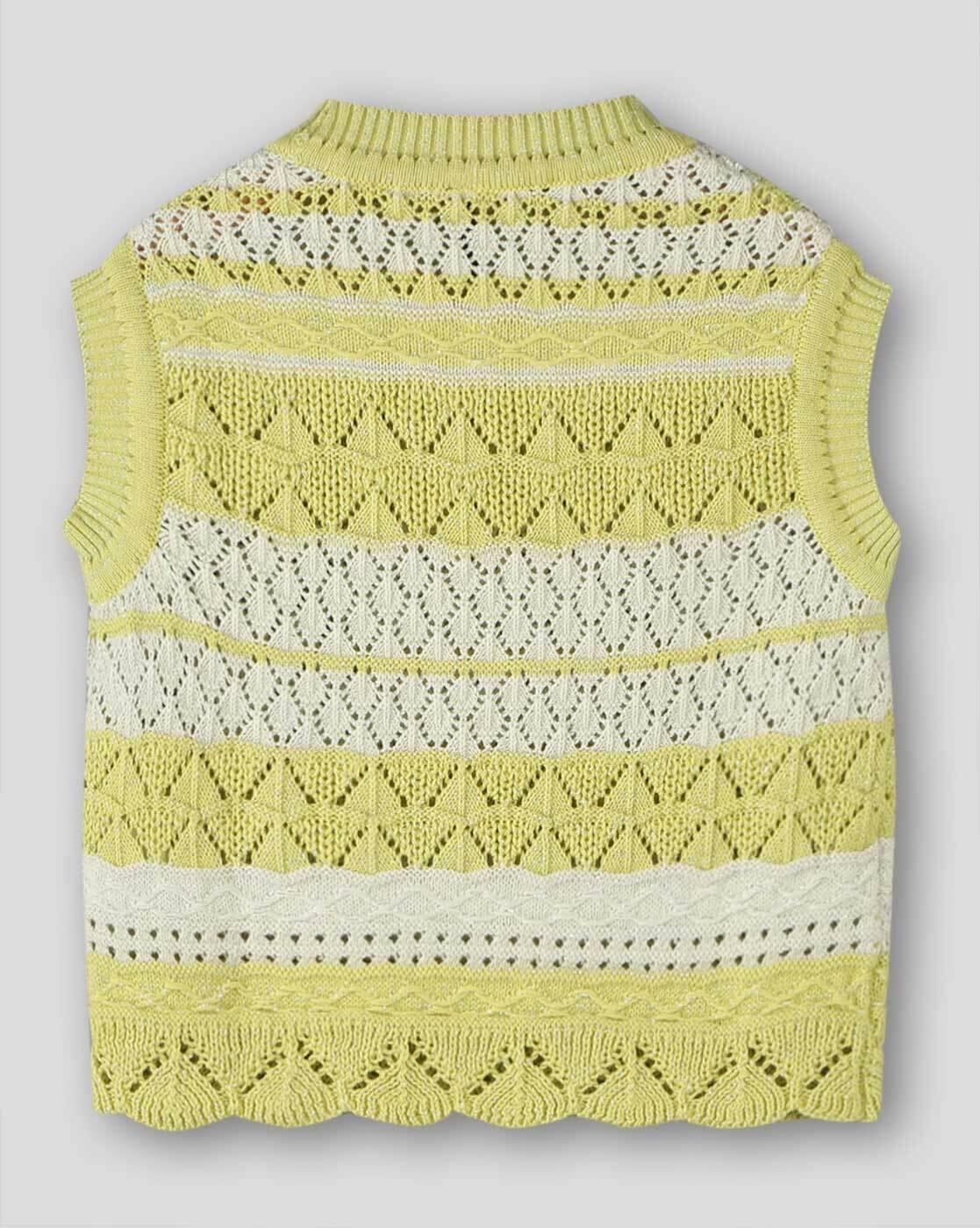 SLEEVELESS SWEATER, YELLOW, 11-12Y