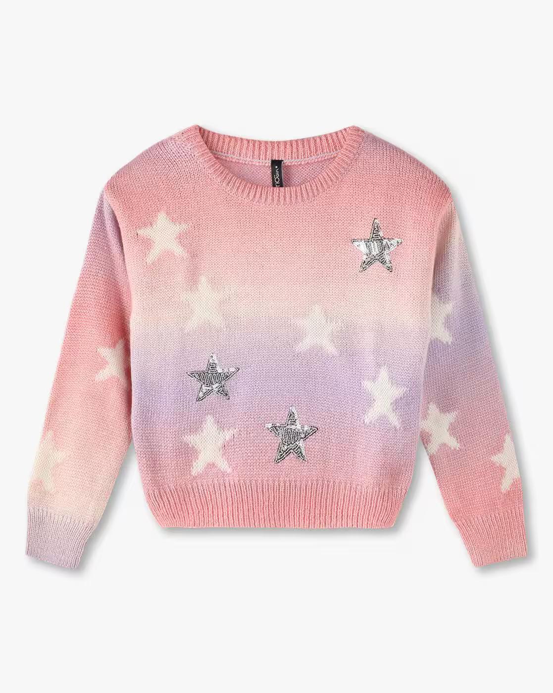 Tie dye Sweater W star, PINK, 15-16Y
