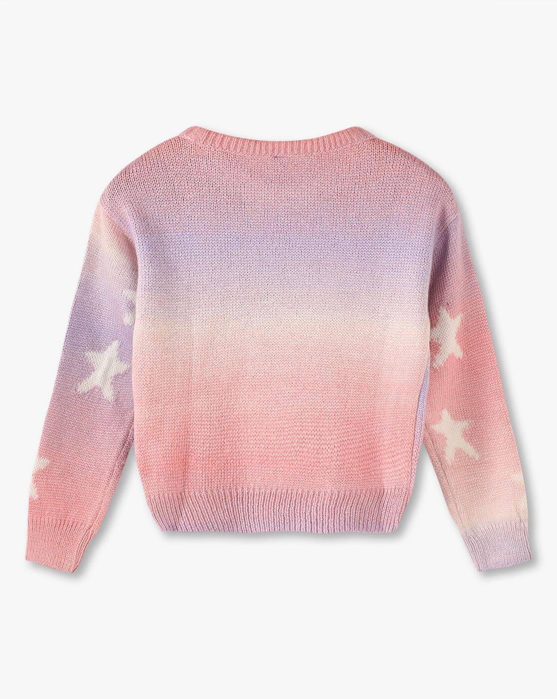 Tie dye Sweater W star, PINK, 15-16Y