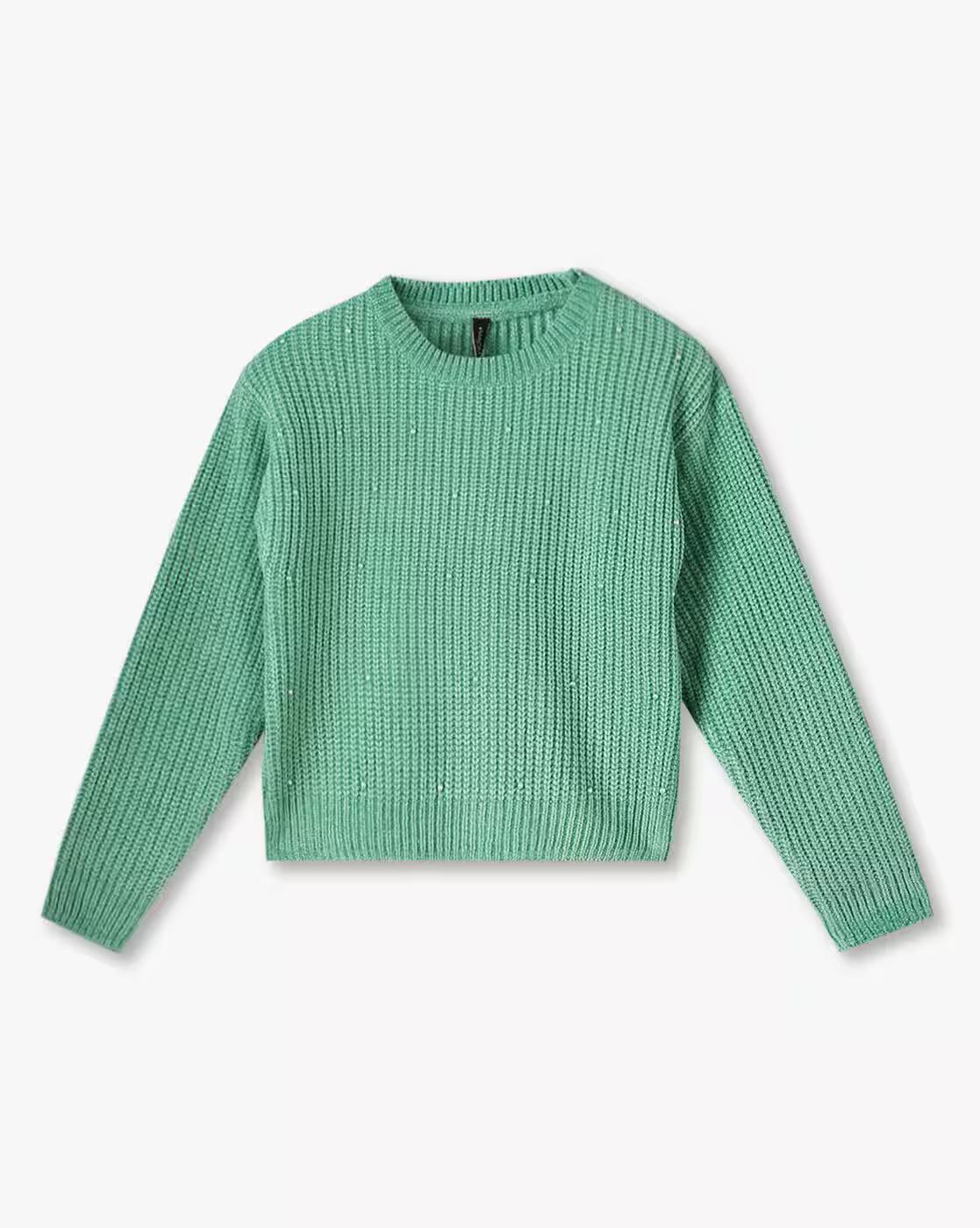 Sweater w beads, GREEN, 15-16Y