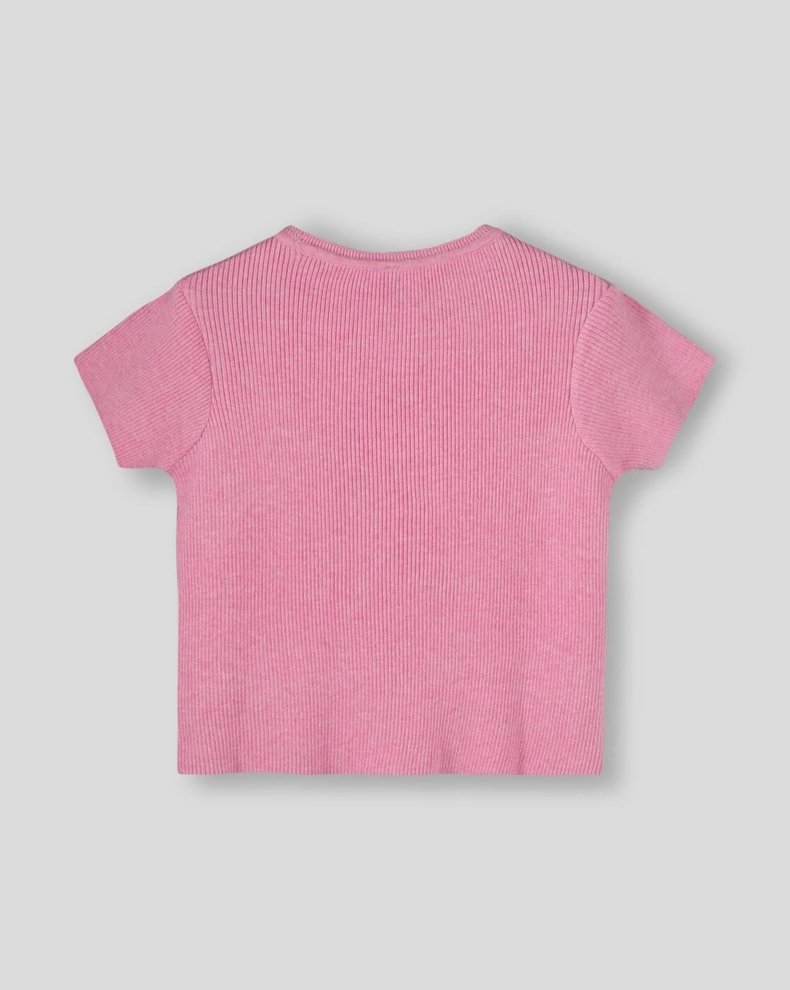 Solid Flat knitTshirt, PINK