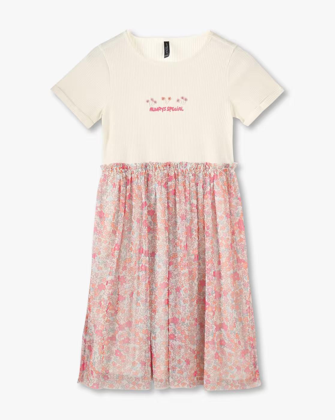 PRINTED WOVEN DRESS W, OFF WHITE, 9-10Y