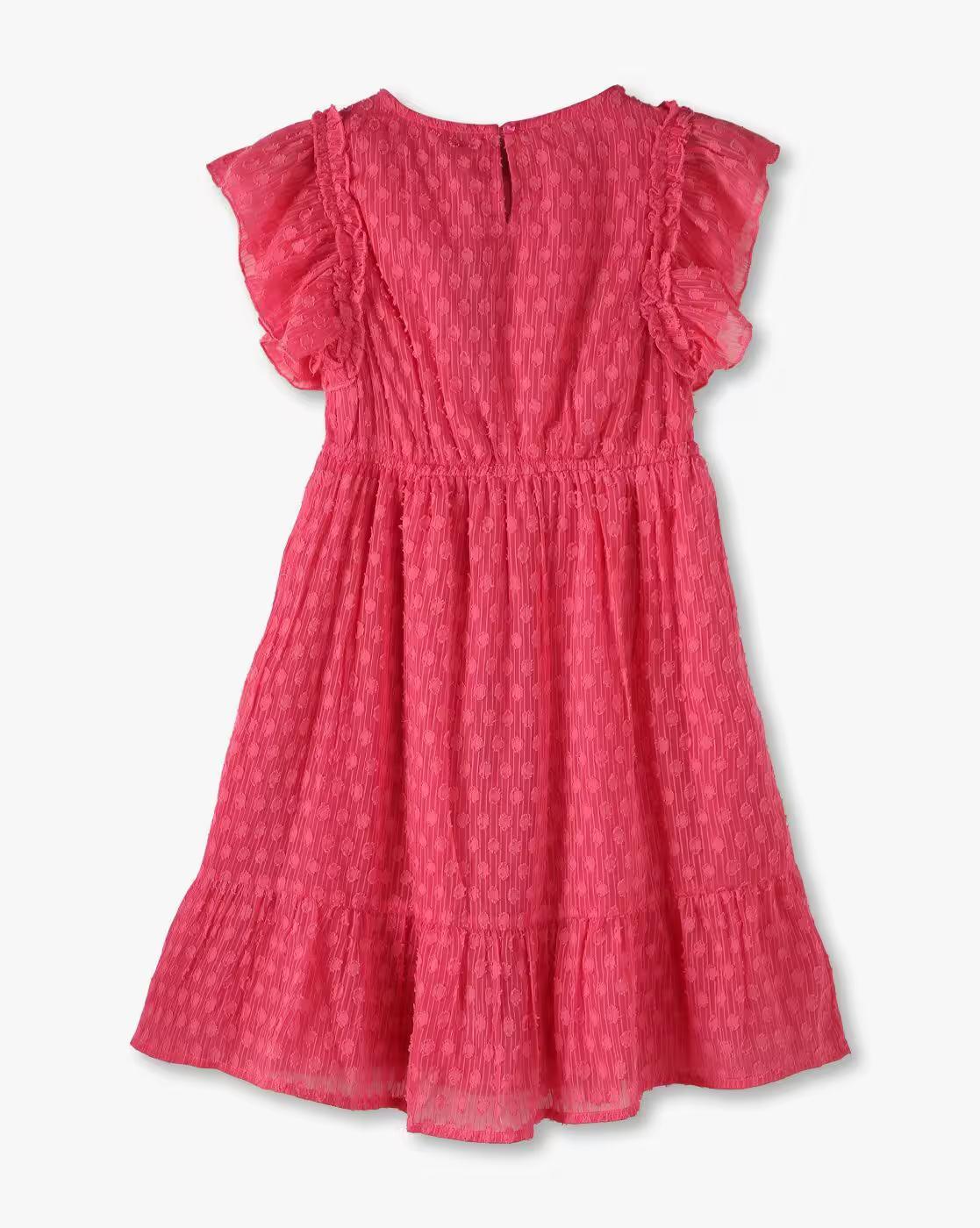 RUFFELED DRESS W 4 TIER SK, PINK, 13-14Y