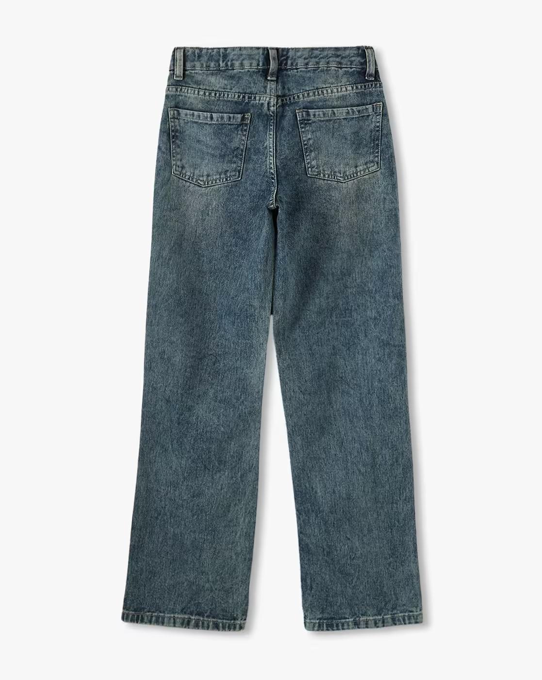 ACID WASH STUD JEANS, BLUE, 11-12Y