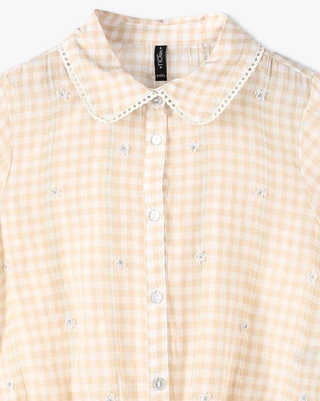 YARN DYED SHIRT, BEIGE, 9-10Y