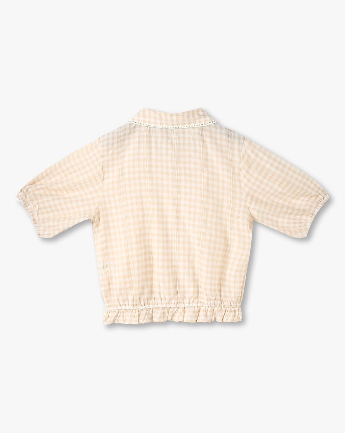 YARN DYED SHIRT, BEIGE, 9-10Y
