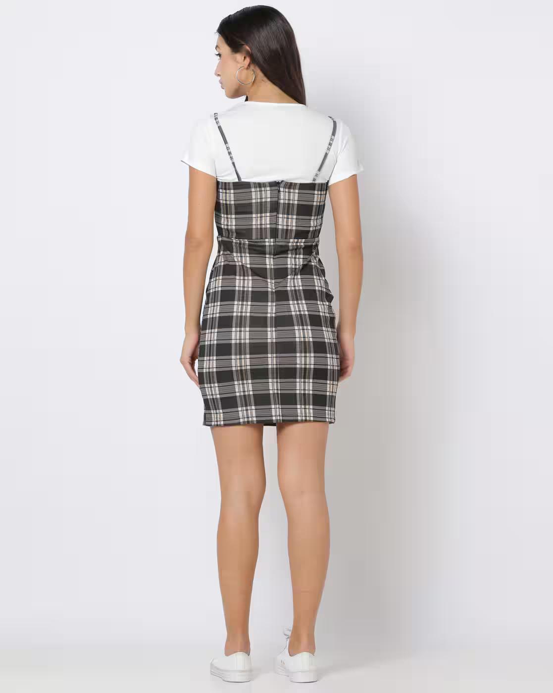 JACQUARD KNIT TWOFER, BLACK, L