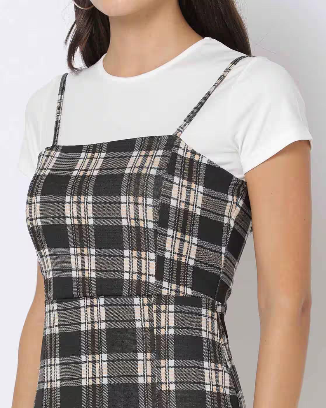 JACQUARD KNIT TWOFER, BLACK, L