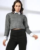 collared sweater, CHARCOAL, M