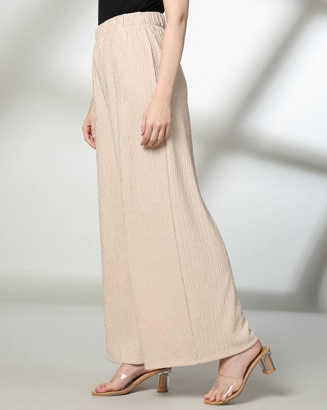 Pull on Textured Knit Trousers, BEIGE, S