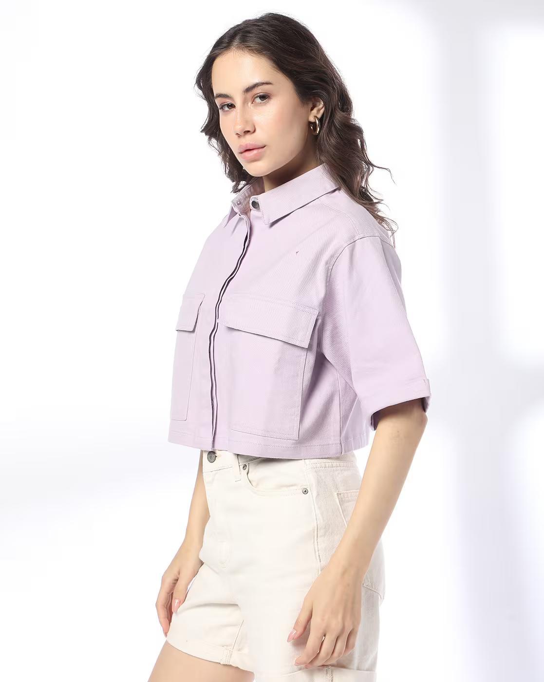 Women Regular Fit Shirt with Flap Pockets