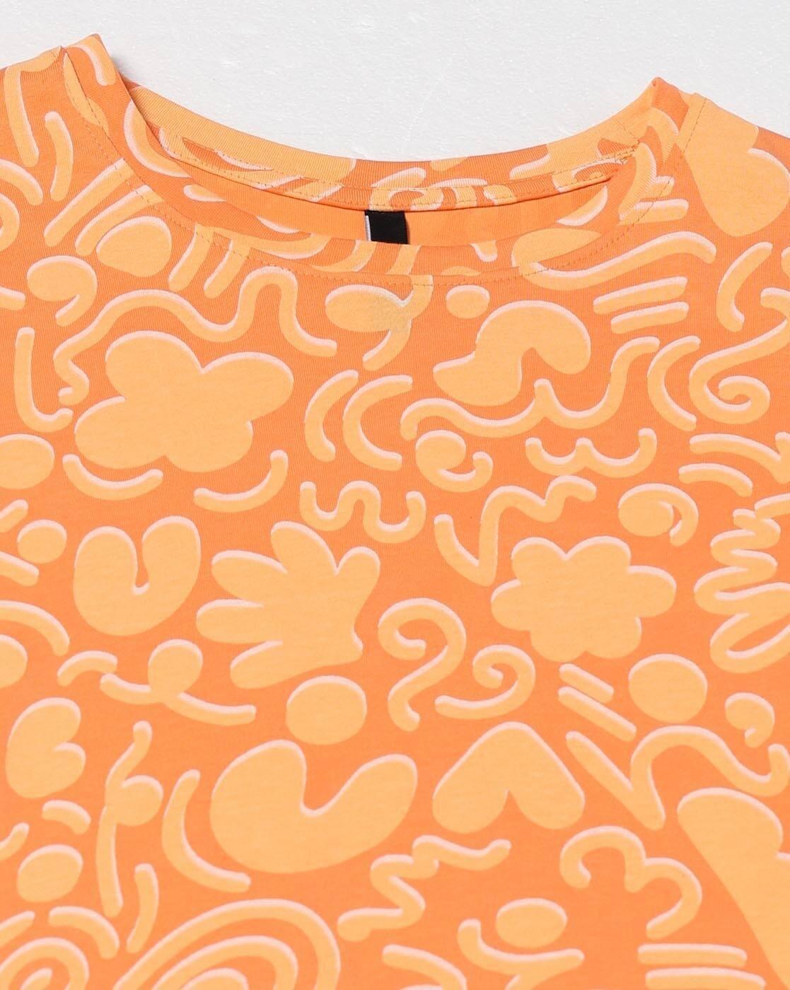 RIO ABSTRACT AOP TEE, ORANGE, XL