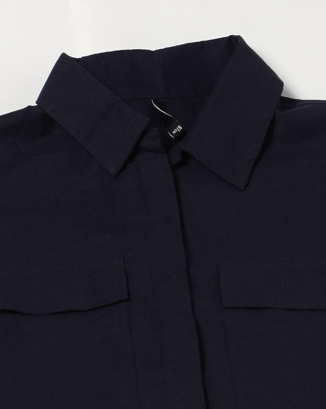 BELL SLEEVE SHIRT, NAVY, M