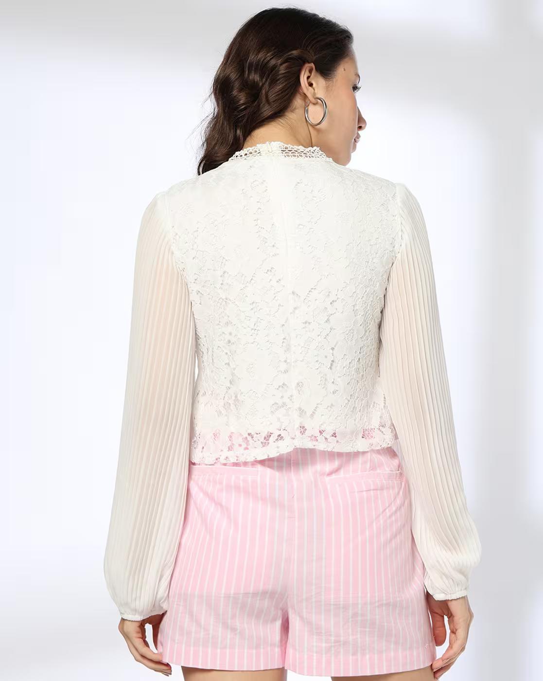 LACE TOP, OFF WHITE, XL