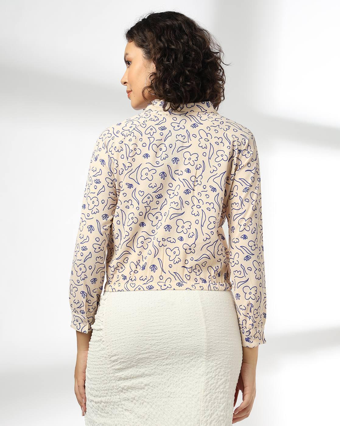 ELASTICATED WAIST SHIRT, PEACH, L