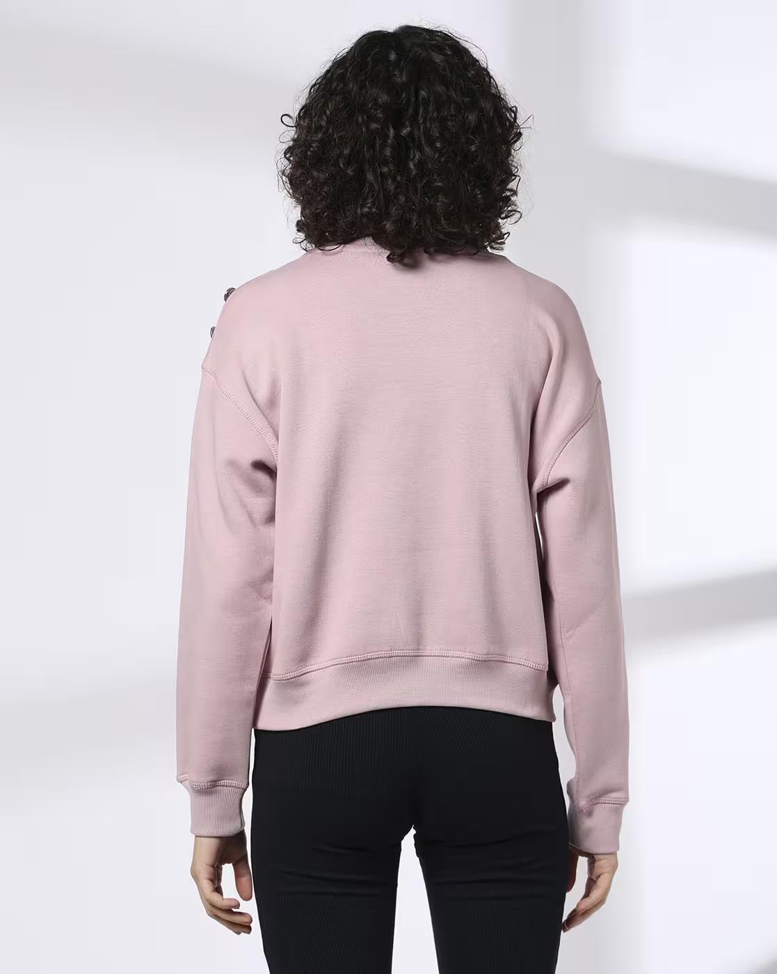PARIS EMBROIDERY SWEATSHIRT, PINK, M