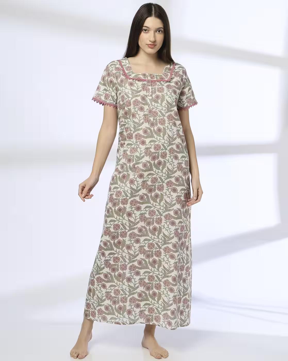 Cotton Nightie BLC2913, OFF WHITE, L