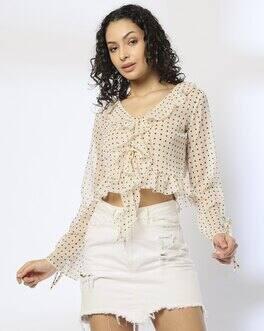 RUFFLE TOP, OFF WHITE, XS