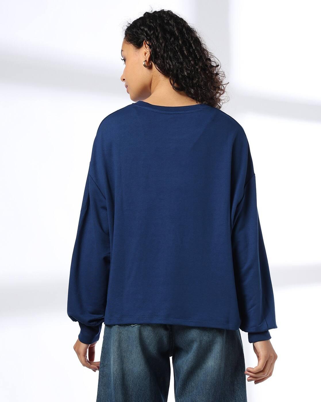 POLY VISCOSE TERRY TOP, NAVY, M