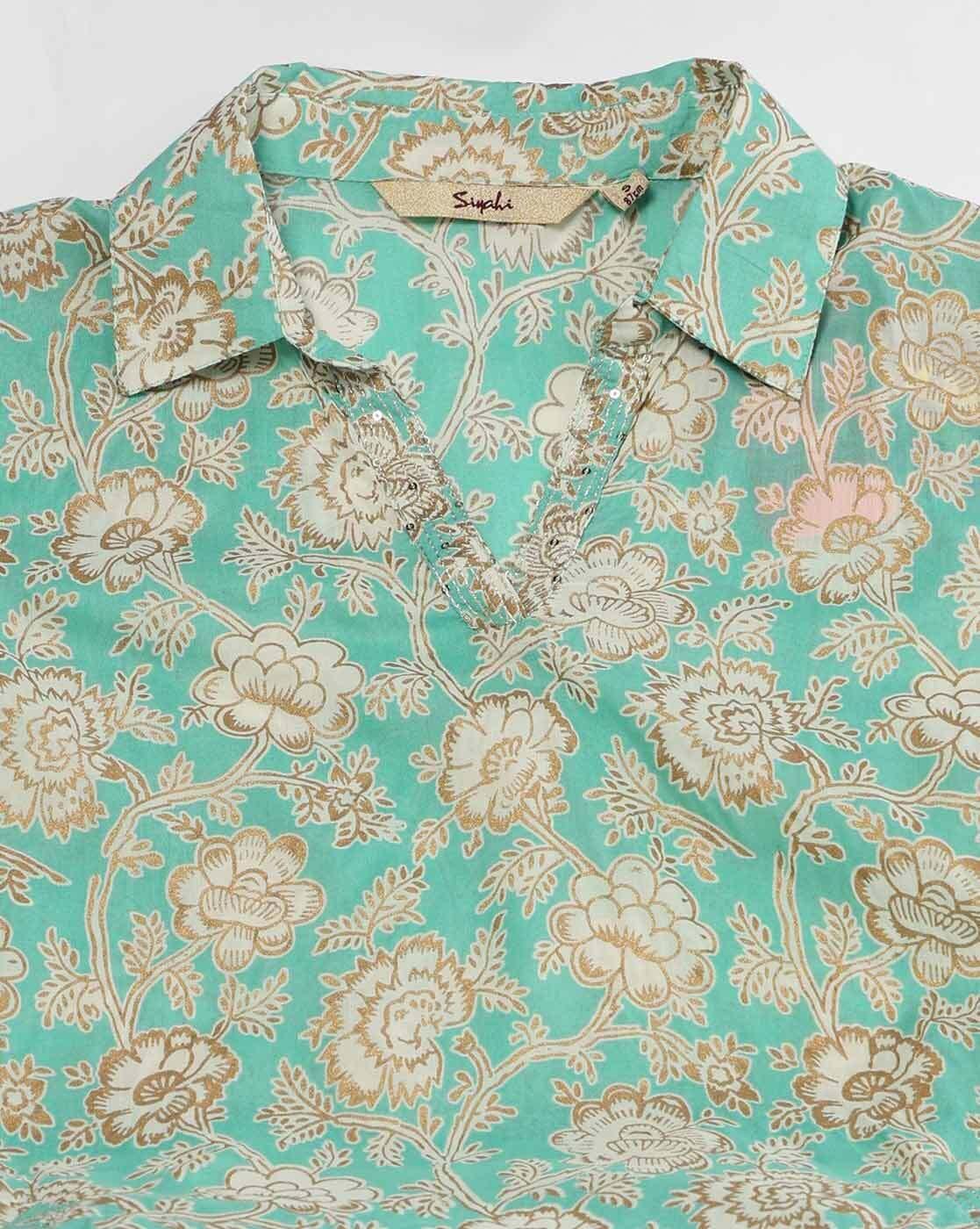 PRINTED KURTA WITH PALAZZO, MINT, S