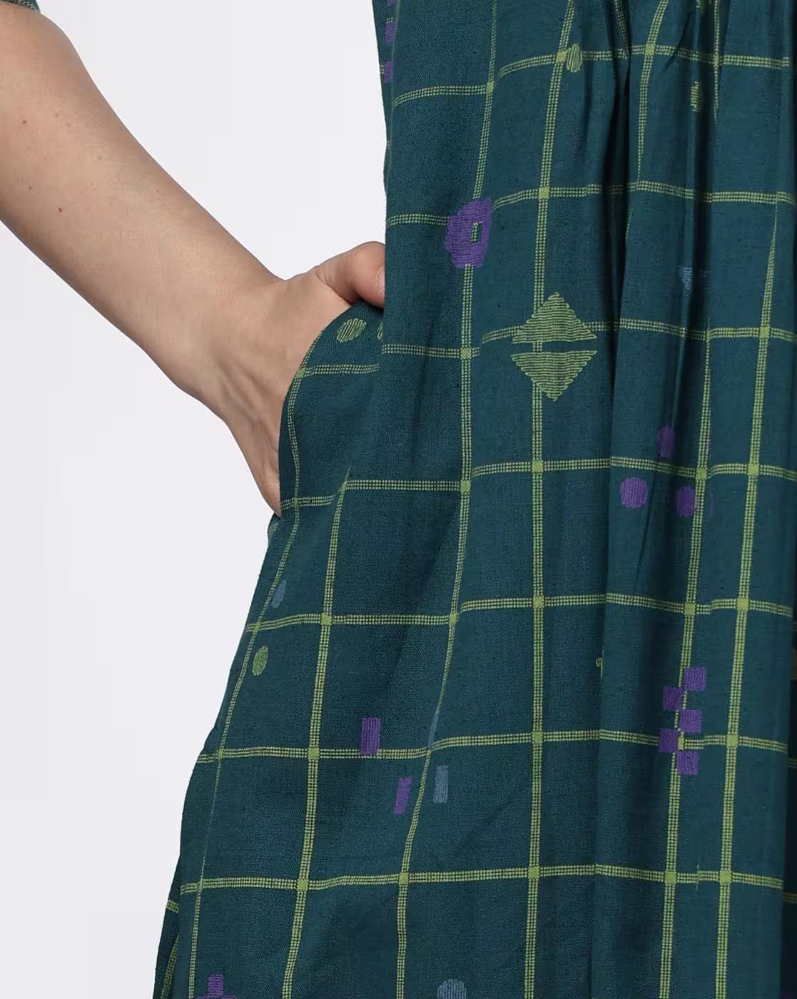 EMBROIDERED KURTA, TEAL, S